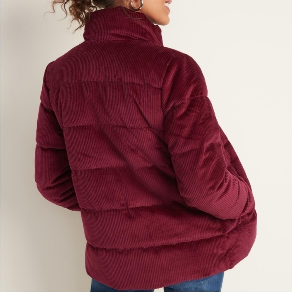 Old Navy Burgundy Boxy Full Zip frost free corduroy puffer jacket Small‎ - Picture 2 of 9